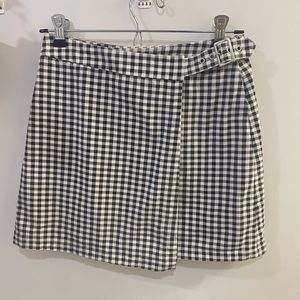 Checkered Wrap Mini Skirt